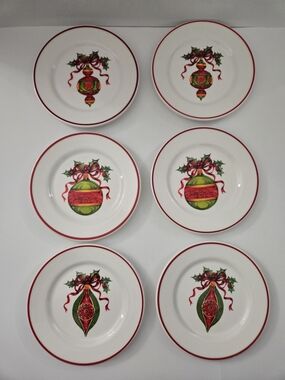 Christopher Radko Traditions Holiday Celebrations Christmas Plates Set of 6 6"